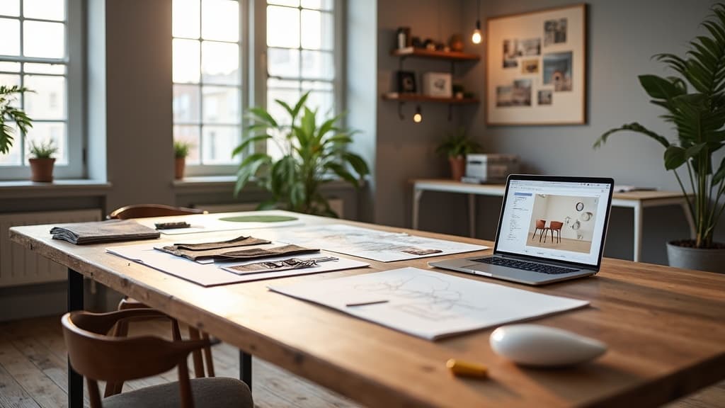 İç mimarlık stüdyosu çalışma alanı